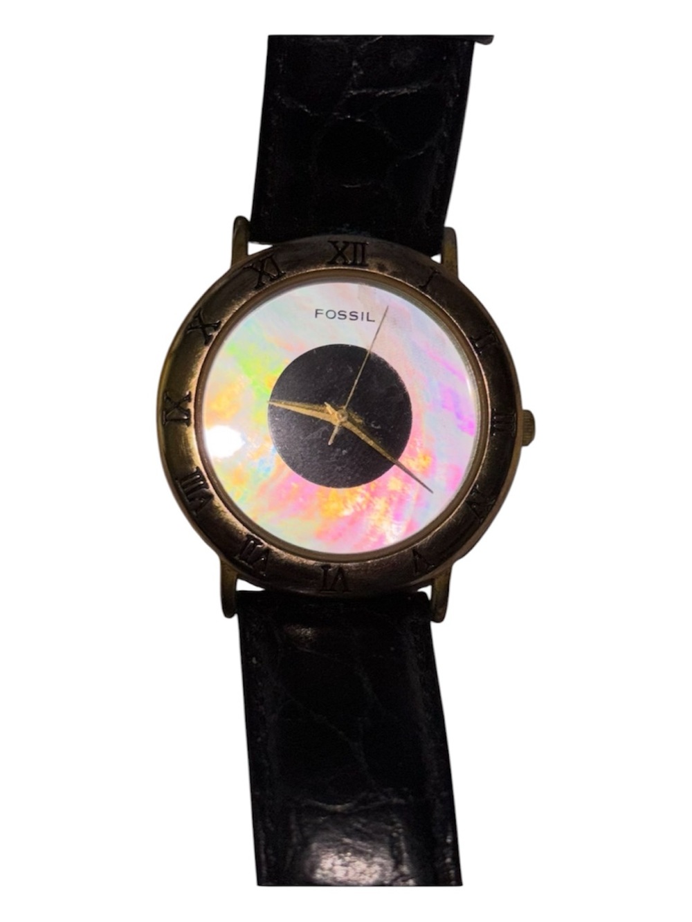 1992 Rare Vintage Fossil women’s Watch Mother of Pearl w/alligator Strap SC5493